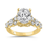 14K YELLOW GOLD 4 1/2CT ROUND/OVAL DIAMOND LADIES RING (CENTER STONE OVAL DIAMOND 3CT)
